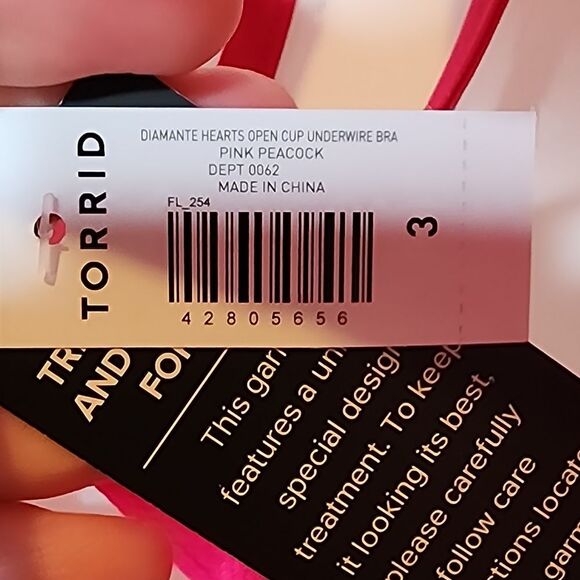 3X 22W 24W Torrid Pink Heart Rhinestone Bra Panty Set Strappy Lingerie Valentine - Picture 9 of 11